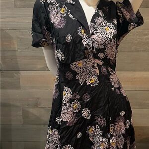 Free People Black and Pink Floral Mini Dress